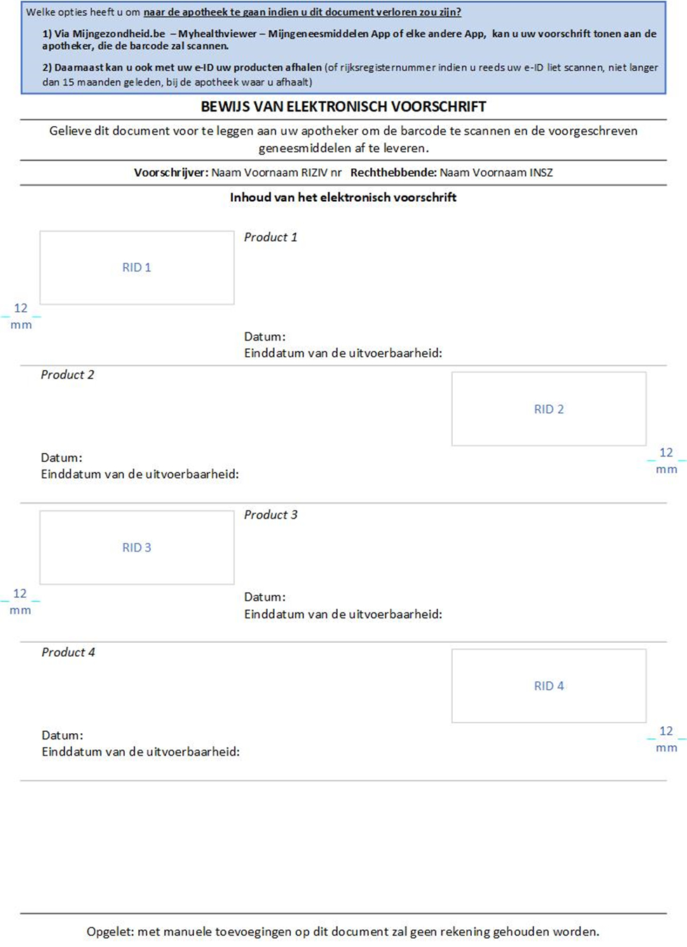 Voorbeeld van een bewijs van elektronisch voorschrift
